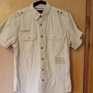 Harley-Davidson Men's Beige Short Sleeve Shirt